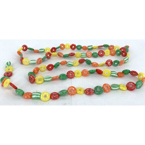 Plastic Blow Mold Sugared Candy Lifesaver Peppermint Candy Garland 9' Long - Picture 1 of 5